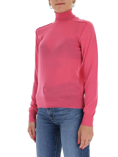 Shop Bottega Veneta High Neck Sweater In Pink