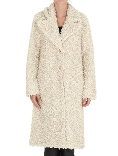 Shop Pinko Reversible Faux Shearling Coat In Beige