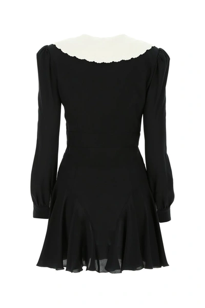 Shop Alessandra Rich Embroidered Collar Mini Dress In Black