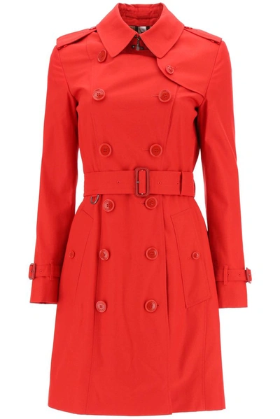 Shop Burberry Belted Trench Coat In Red