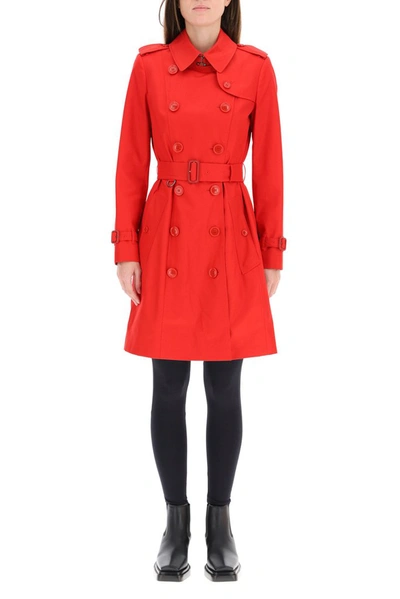 Shop Burberry Belted Trench Coat In Red