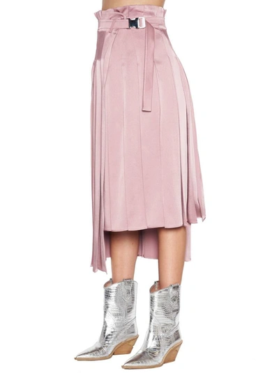 Shop Fendi Belted Asymmetric Skirt In Pink