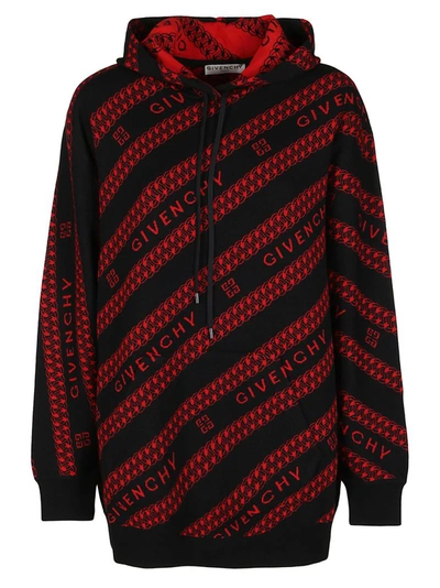 Shop Givenchy Chain Jacquard Hooded Sweater In Black