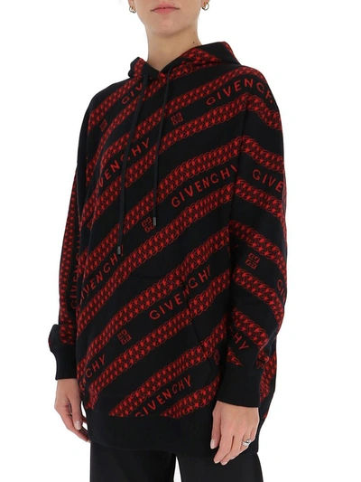 Shop Givenchy Chain Jacquard Hooded Sweater In Black