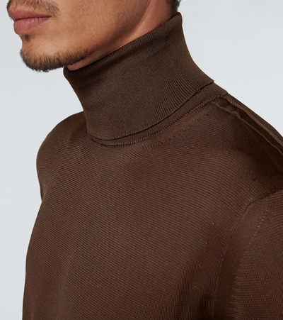 Shop Tom Ford Long-sleeved Turtleneck Sweater In Brown