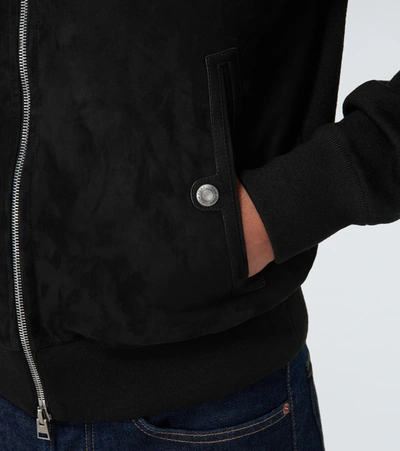 Shop Tom Ford Long-sleeved Suede Cardigan In Black