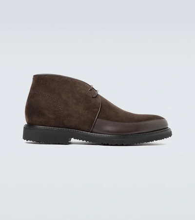 Shop Ermenegildo Zegna Suede Derby Shoes In Brown