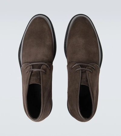 Shop Ermenegildo Zegna Suede Derby Shoes In Brown