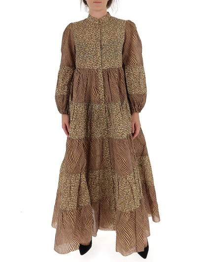 Shop Zimmermann Empire Tiered Dress In Brown