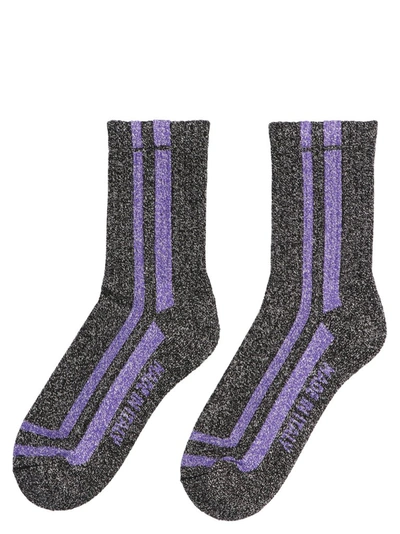 Shop Gcds Logo Intarsia Lurex Socks In Black