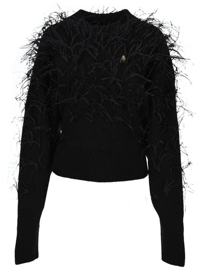 Shop Attico The  Feather Knit Jumper In Black