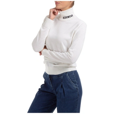 Shop Gcds Turtleneck Logo Embroidered Jumper In White