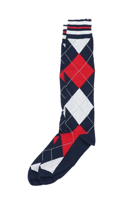 Shop Thom Browne Argyle Pattern Knit Socks In Multi