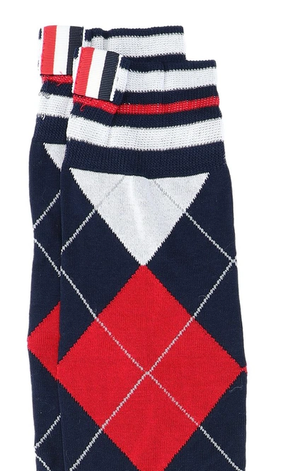 Shop Thom Browne Argyle Pattern Knit Socks In Multi