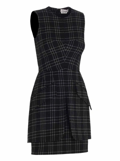 Shop Alexander Mcqueen Checked Sleeveless Dress In Black