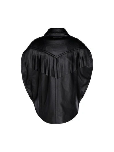 Shop Mm6 Maison Margiela Fringed Jacket In Black