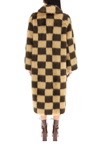 Shop Stand Studio Nino Faux Fur Check Coat In Multi