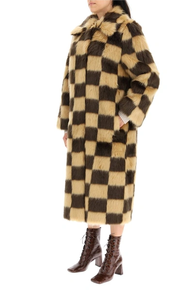 Shop Stand Studio Nino Faux Fur Check Coat In Multi