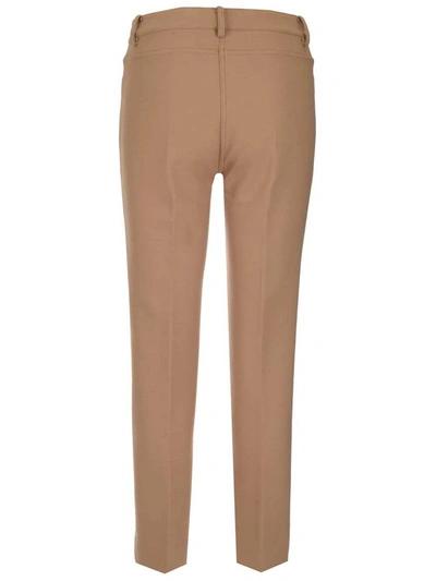 Shop Theory High Rise Straight Pants In Beige