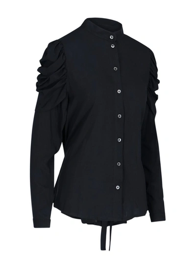 Shop Ann Demeulemeester Gathered Sleeve Shirt In Black