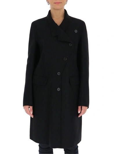 Shop Ann Demeulemeester Asymmetric Buttoned Coat In Black