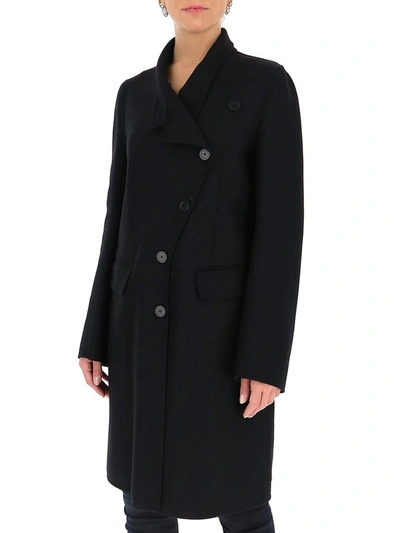 Shop Ann Demeulemeester Asymmetric Buttoned Coat In Black