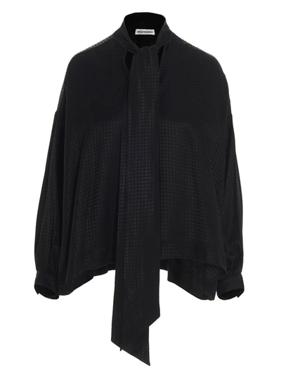 Shop Balenciaga Pussy Bow Blouse In Black