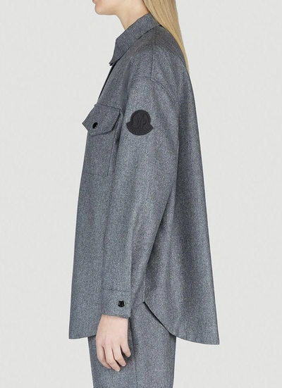 Shop Moncler Oversized Button In Grey