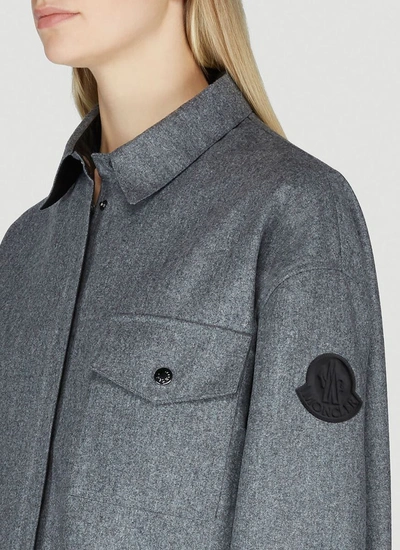 Shop Moncler Oversized Button In Grey