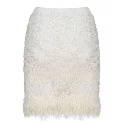Shop Andreeva White Sundown Handmade Knit Skirt With Pear Buttons