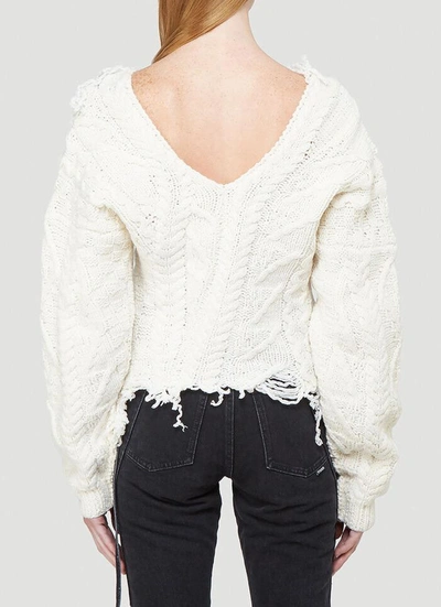 Shop Ottolinger Deconstructed Cable Knit Sweater In White