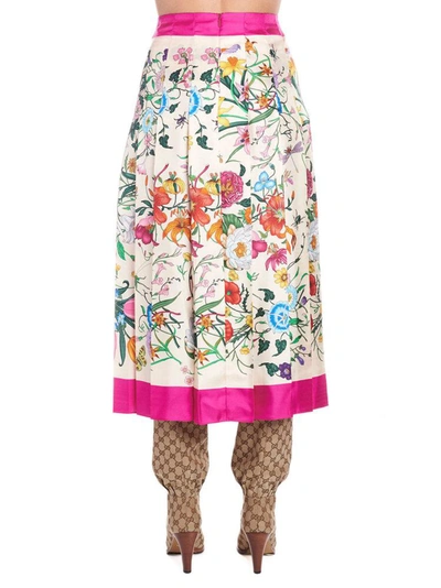 Shop Gucci Floral Pleated Skirt In Multi
