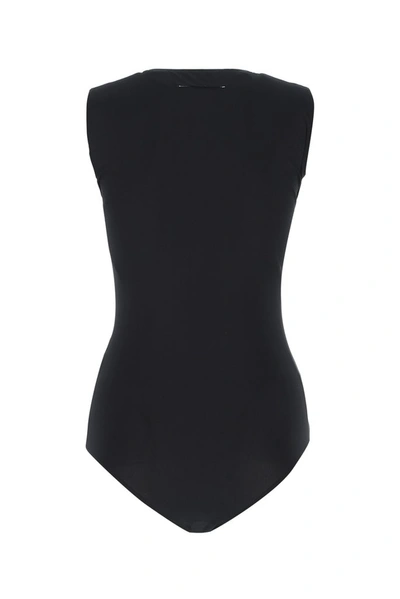 Shop Mm6 Maison Margiela Logo Sleeveless Bodysuit In Black