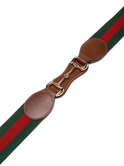 Shop Gucci Web Horsebit Buckle Belt In Multi