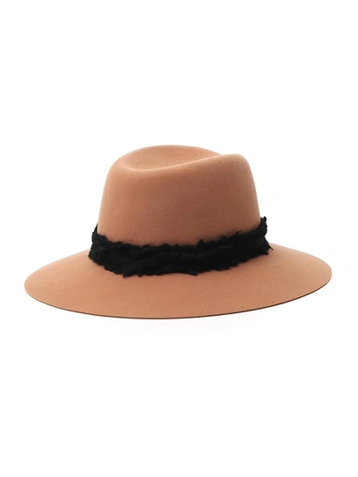 Shop Maison Michel Contrast Lining Fedora Hat In Brown