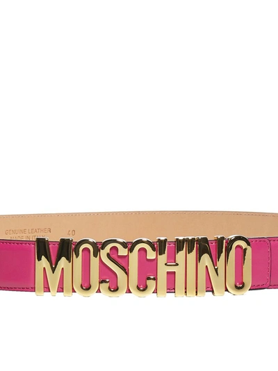 Shop Moschino Lettering Logo Belt In Pink