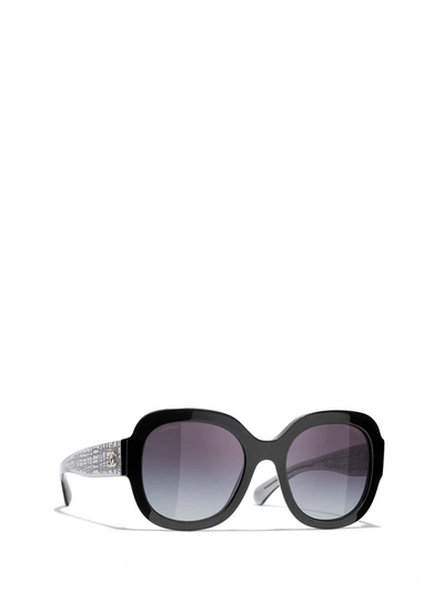 Pre-owned Chanel Square Framed Sunglasses In Black