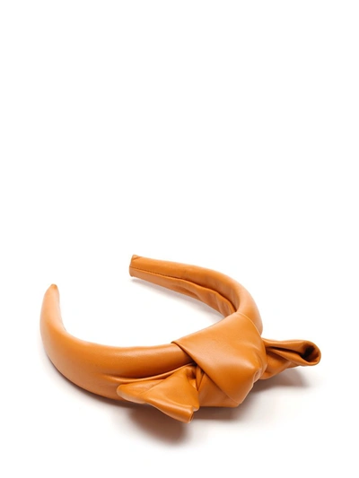 Shop Red Valentino Bow Leather Hairband In Brown