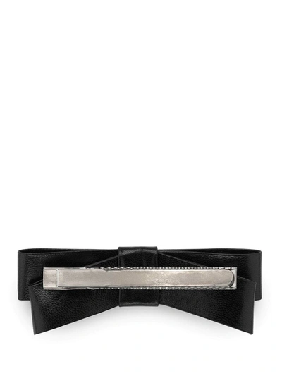 Shop Gucci Crystal Bow Hair Slide In Black