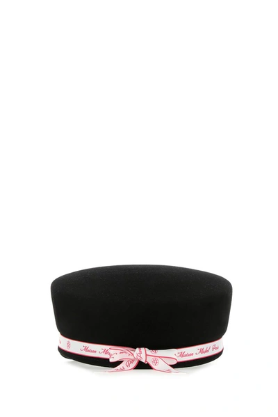 Shop Maison Michel Abby Logo Band Detailed Sailor Cap In Black