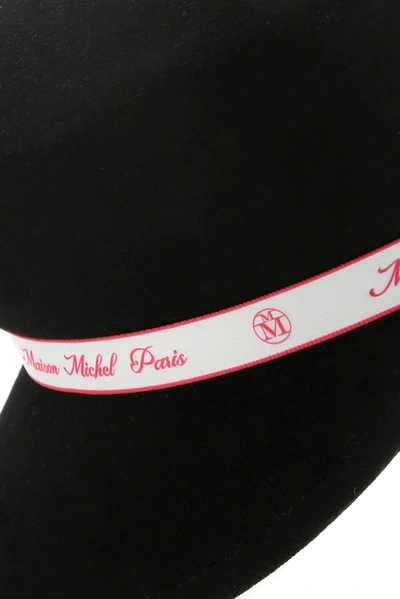 Shop Maison Michel Abby Logo Band Detailed Sailor Cap In Black