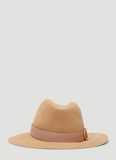 Shop Valentino Vlogo Signature Fedora Hat In Beige