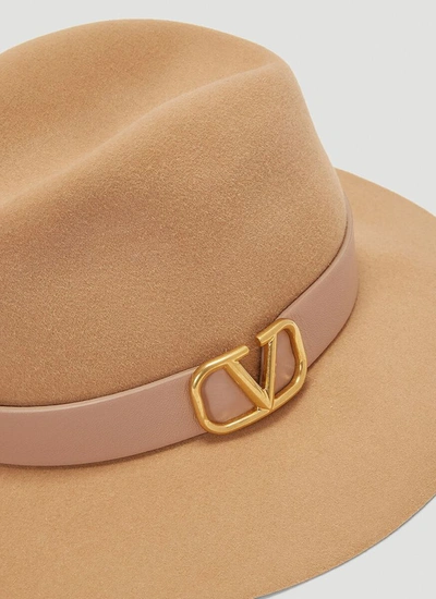Shop Valentino Vlogo Signature Fedora Hat In Beige