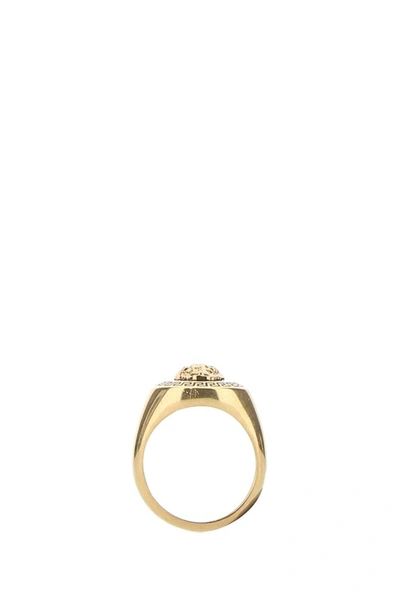Shop Versace Enamel Medusa Medallion Ring In Gold