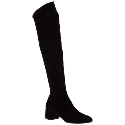 Shop L'autre Chose Block Heel Over The Knee Boots In Black