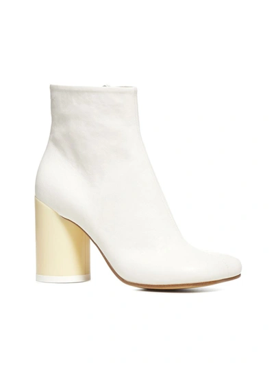 Shop Mm6 Maison Margiela Block Heel Ankle Boots In White