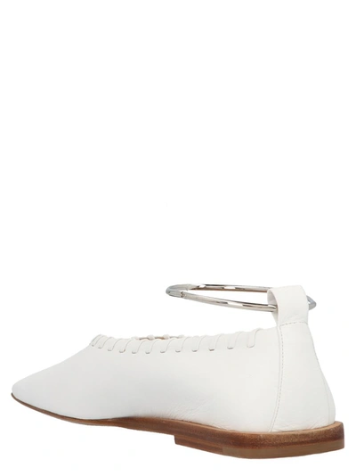 Shop Jil Sander Metallic Anklet Ballet Shoes In White