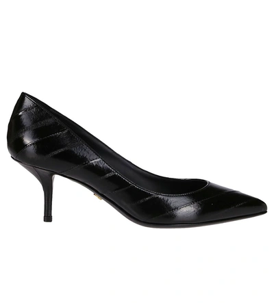 Shop Dolce & Gabbana Striped Pointed Toe Pumps In Black