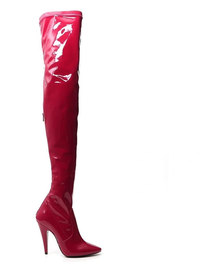 Saint Laurent Women's Aylah Over-the-knee Patent Boots In Lame 