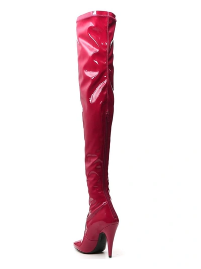 Shop Saint Laurent Aylah Over The Knee Boots In Red